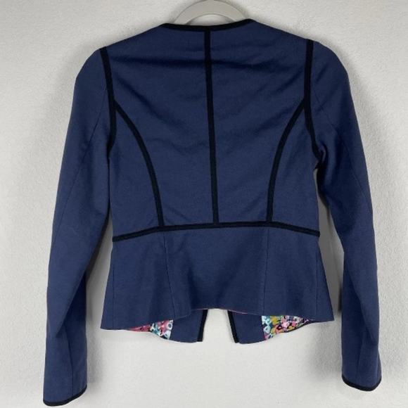 Boden Dark Blue Black Blackfriars Preppy Peplum Zip Jacket Size 6 - Picture 2 of 5